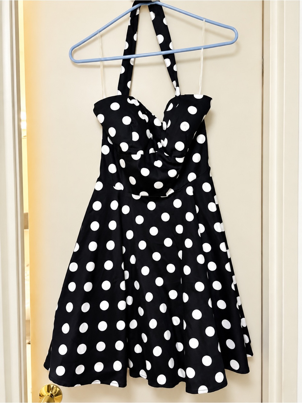 Girls' Black & White Polka Dot Halter Dress